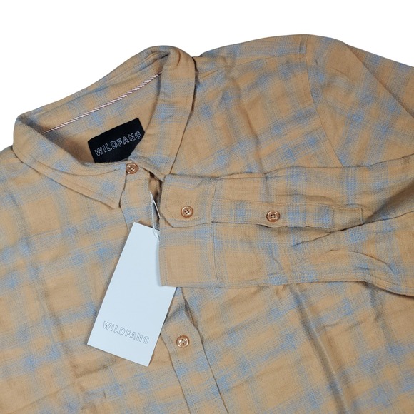 Wildfang Tops - Wildfang Essential Long Sleeve Flannel Button Up Shirt Women XL Yellow Plaid Y2K